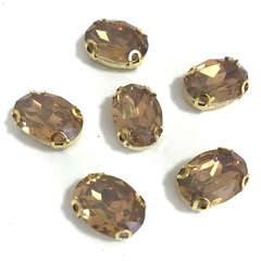 Chaton oval 10x14 nude base dourado (6 unds)