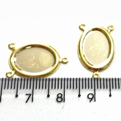 Entremeio para terço dourado oval liso E603 (2 pcs)