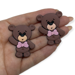 Aplique Urso Marrom com Rosa emborrachado (2 unds)