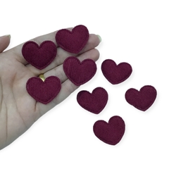 Aplique Coração Marsala Veludo Cotelê 3cm (8und) - comprar online