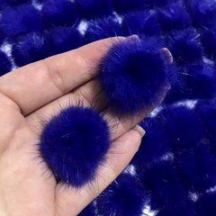 Pompom Achatado Azul Royal 2,5cm (par)