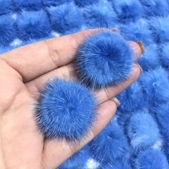 Pompom Achatado Azul 2,5cm (par)