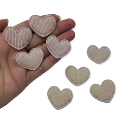 Aplique Coração Nude Veludo Cotelê 3cm (8und) - comprar online