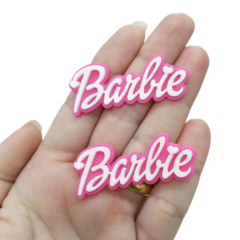 Aplique emborrachado Escrita Barbie Fundo pink com escrita branco(2unds)