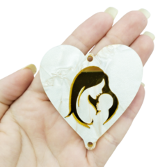 Entremeio de Acrilico Coração Mãe Dourado 6cm (1und)