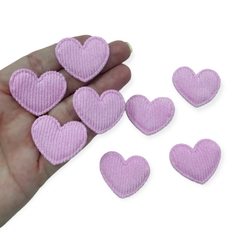 Aplique Coração Lilás Veludo Cotelê 3cm (8und) - comprar online