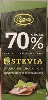 BARRA CHOC 70 % CACAO S/AZUCAR C/STEVIA