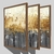 CONJUNTO 3 QUADROS - GOLDEN ABSTRACT FOREST - loja online