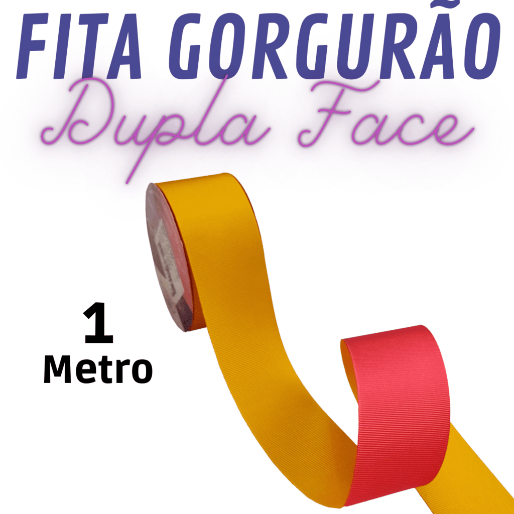 Fita De Gorgurão Dupla Face 38mm 1 Metro - Amarelo Vermelho