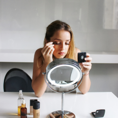 Espejo Maquillaje Profesional con Pie y Luz Led - AUMENTO HASTA 7x - BS 55 en internet