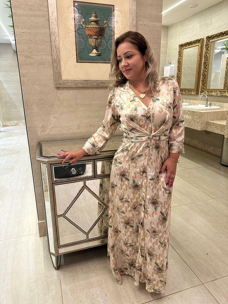 Vestido longo best sale seda floral