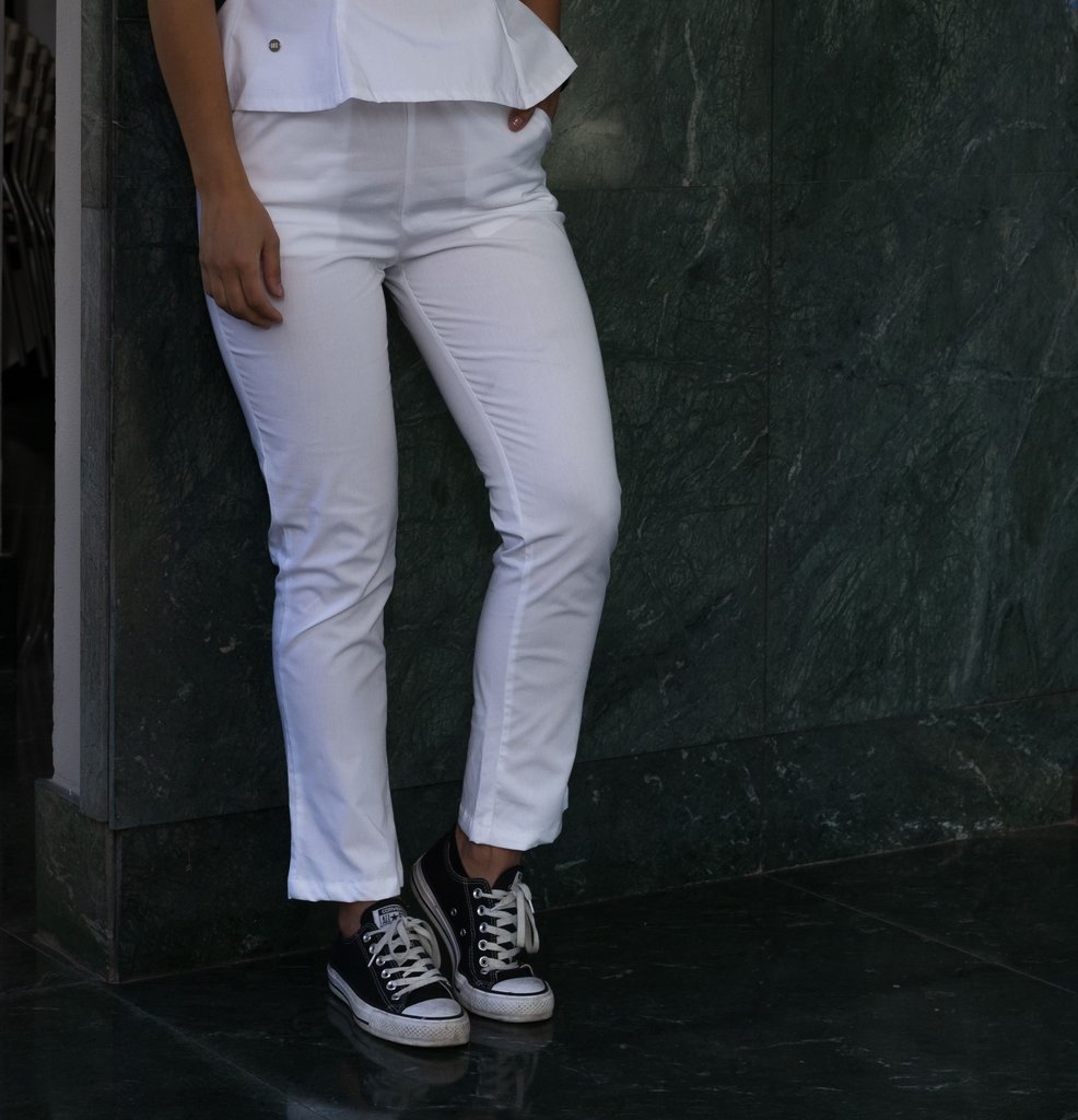 Pantalon cropped blanco new arrivals
