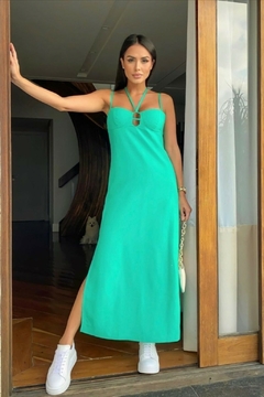 VESTIDO MIDI IRENE VERDE ESMERALDA