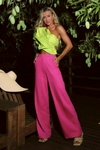 Smooth Waist Pants with Side Zipper - Pink