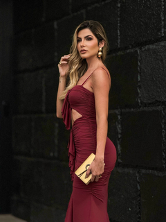 VESTIDO LONGO DRAPEADO LEONA na internet