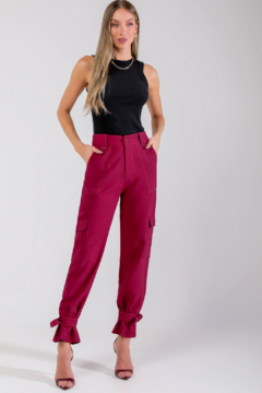 CALÇA CARGO PESPONTADA DARK PINK