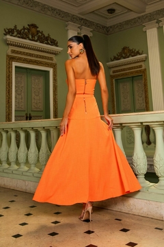 VESTIDO MIDI EM ALFAIATARIA LARANJA YARA - comprar online