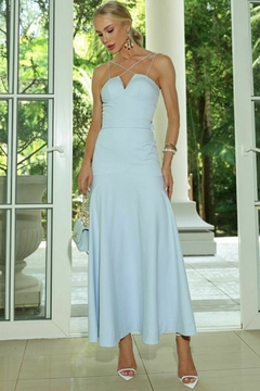 VESTIDO MIDI DE CREPE AZUL ELIZA