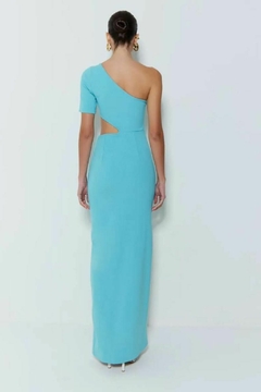 VESTIDO LONGO CANELADO JADE AZUL - buy online