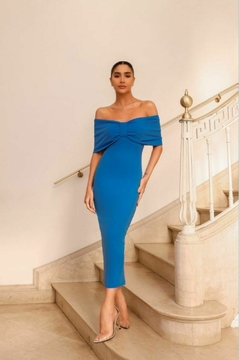 VESTIDO MIDI LAÇO AZUL ÉRICA