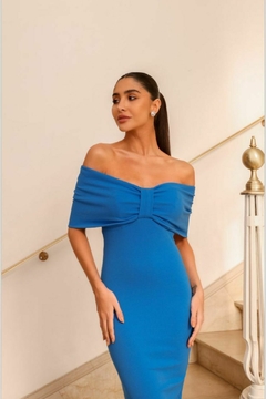 VESTIDO MIDI LAÇO AZUL ÉRICA - comprar online