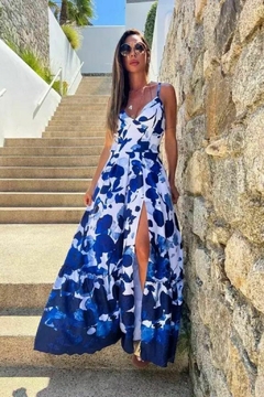 VESTIDO LONGO ESTAMPADO AZUL