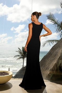 VESTIDO LONGO CANELADO PRETO - comprar online