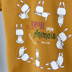 camiseta infantil-amor pelos animais-baby-buda-bebê-budinha-coelho-camisetinha-camiseta bebê-bebê yoga-coelho yoga-cruelty free