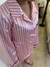 Pijama saten largo rayado rosa - comprar online