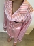 Pijama saten largo rayado rosa