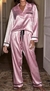 Imagen de Pijama saten largo rayado rosa