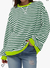 Buzo oversized rayado (verde osc/cuello verde claro) - comprar online