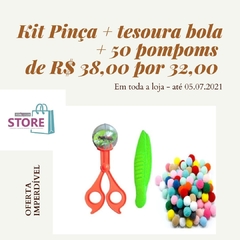 Kit pompom, pinça e tesoura bola