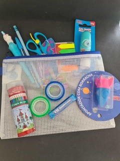 Kit escolar/papelaria divertida blue - loja online