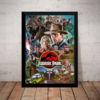 Quadro Retro Desenhado Jurassic Park Moldura Arte