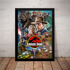 Quadro Retro Desenhado Jurassic Park Moldura Arte