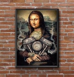 ilustração Quadro Motoclubes Bar Monalisa Com Motor 42x29cm