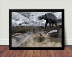 Quadro Decorativo Robo Dinossauro Na Pista Rodovia Star Arte