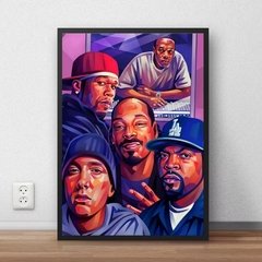 Quadro Arte Rap Masters Hip Hop Moldura Preta 42x29 Cm