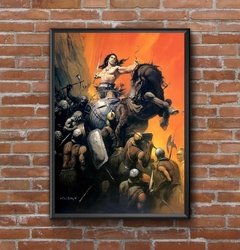 Quadro Pintura Ken Kelly Conan Guerreiro Grande 42x29