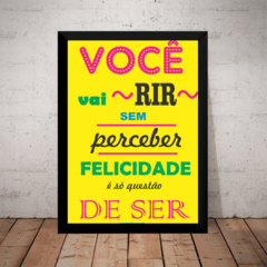 Lindo Quadro Arte Tipografica Motivacional Sorria 42x29cm