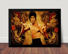 Quadro Retro Arte dragão Kung Fu Bruce Lee 42x29cm