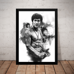 Quadro Desenho A Lapis Jet Kune Do Kung Fu Bruce Lee 42x29cm