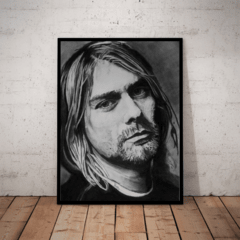 Quadro Desenho Curt Cobain Nirvana arte 42x29cm