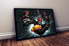 Lindo quadro decorativo arte tokusatsu Black kamen rider 42x29cm