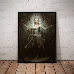 Lindo quadro decorativo deusa Hindu hare krishna kuan yin arte 42x29cm