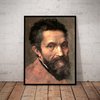 Lindo quadro decorativo arte classica Michelangelo autoretrato 42x29cm