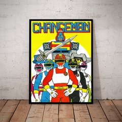 Lindo quadro decorativo arte pop Geek Super sentai Changeman 42x29cm