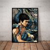 Quadro decorativo Kung fu arte vintage desenho Bruce Lee dragão 42x29cm