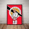 Quadro decorativo desenho arte Helio Gracie brazilian jiujitsu 42x29cm